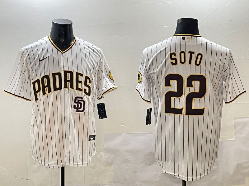 Men San Diego Padres #22 Soto White Stripe Game 2025 Nike MLB Jersey style 5